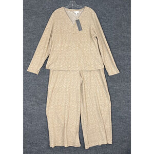 Berkshire Homewear Divine Soft Waffle 2-Piece Lounge Set Beige Size XL